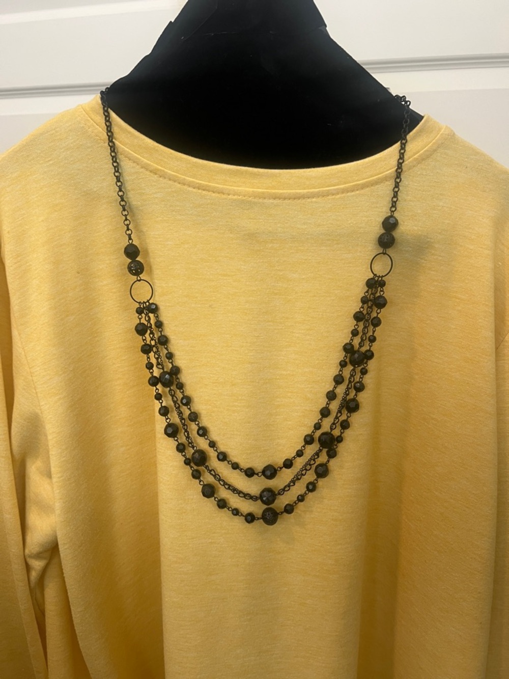 Multi-Strand Beaded Necklace in Black Tone